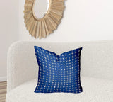 22" X 22" Blue And White Enveloped Gingham Throw Indoor Outdoor Pillow - Homeroots