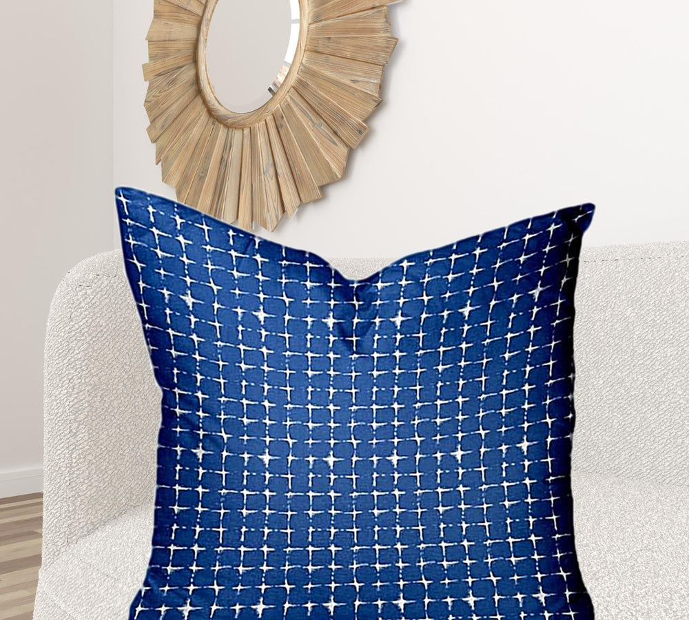 36" X 36" Blue And White Zippered Gingham Throw Indoor Outdoor Pillow - Homeroots - Flyclothing LLC