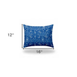 12" X 16" Blue And White Blown Seam Ikat Lumbar Indoor Outdoor Pillow - Homeroots
