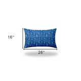 16" X 26" Blue And White Blown Seam Ikat Lumbar Indoor Outdoor Pillow - Homeroots