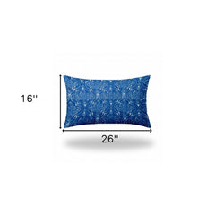 16" X 26" Blue And White Blown Seam Ikat Lumbar Indoor Outdoor Pillow - Homeroots