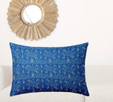 24" X 36" Blue And White Enveloped Ikat Lumbar Indoor Outdoor Pillow - Homeroots