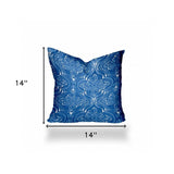 14" X 14" Blue And White Enveloped Ikat Throw Indoor Outdoor Pillow - Homeroots