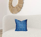 16" X 16" Blue And White Enveloped Ikat Throw Indoor Outdoor Pillow - Homeroots