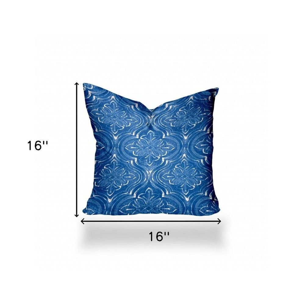 16" X 16" Blue And White Blown Seam Ikat Throw Indoor Outdoor Pillow - Homeroots - Flyclothing LLC