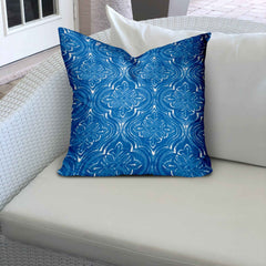 18" X 18" Blue And White Enveloped Ikat Throw Indoor Outdoor Pillow - Homeroots