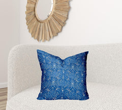 22" X 22" Blue And White Zippered Ikat Throw Indoor Outdoor Pillow - Homeroots
