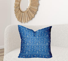 26" X 26" Blue And White Blown Seam Ikat Throw Indoor Outdoor Pillow - Homeroots