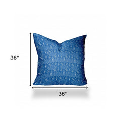 36" X 36" Blue And White Enveloped Ikat Throw Indoor Outdoor Pillow - Homeroots
