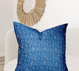 36" X 36" Blue And White Blown Seam Ikat Throw Indoor Outdoor Pillow - Homeroots