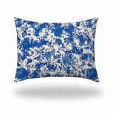12" X 16" Blue And White Blown Seam Coastal Lumbar Indoor Outdoor Pillow - Homeroots