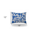 12" X 16" Blue And White Blown Seam Coastal Lumbar Indoor Outdoor Pillow - Homeroots
