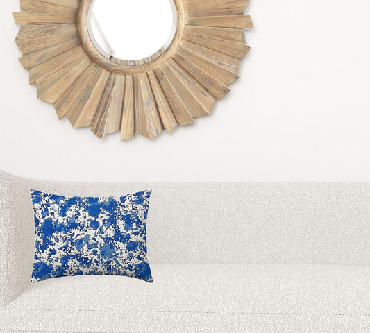 12" X 16" Blue And White Blown Seam Coastal Lumbar Indoor Outdoor Pillow - Homeroots