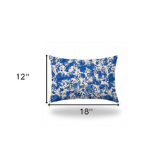 12" X 18" Blue And White Enveloped Coastal Lumbar Indoor Outdoor Pillow - Homeroots