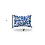 12" X 18" Blue And White Blown Seam Coastal Lumbar Indoor Outdoor Pillow - Homeroots