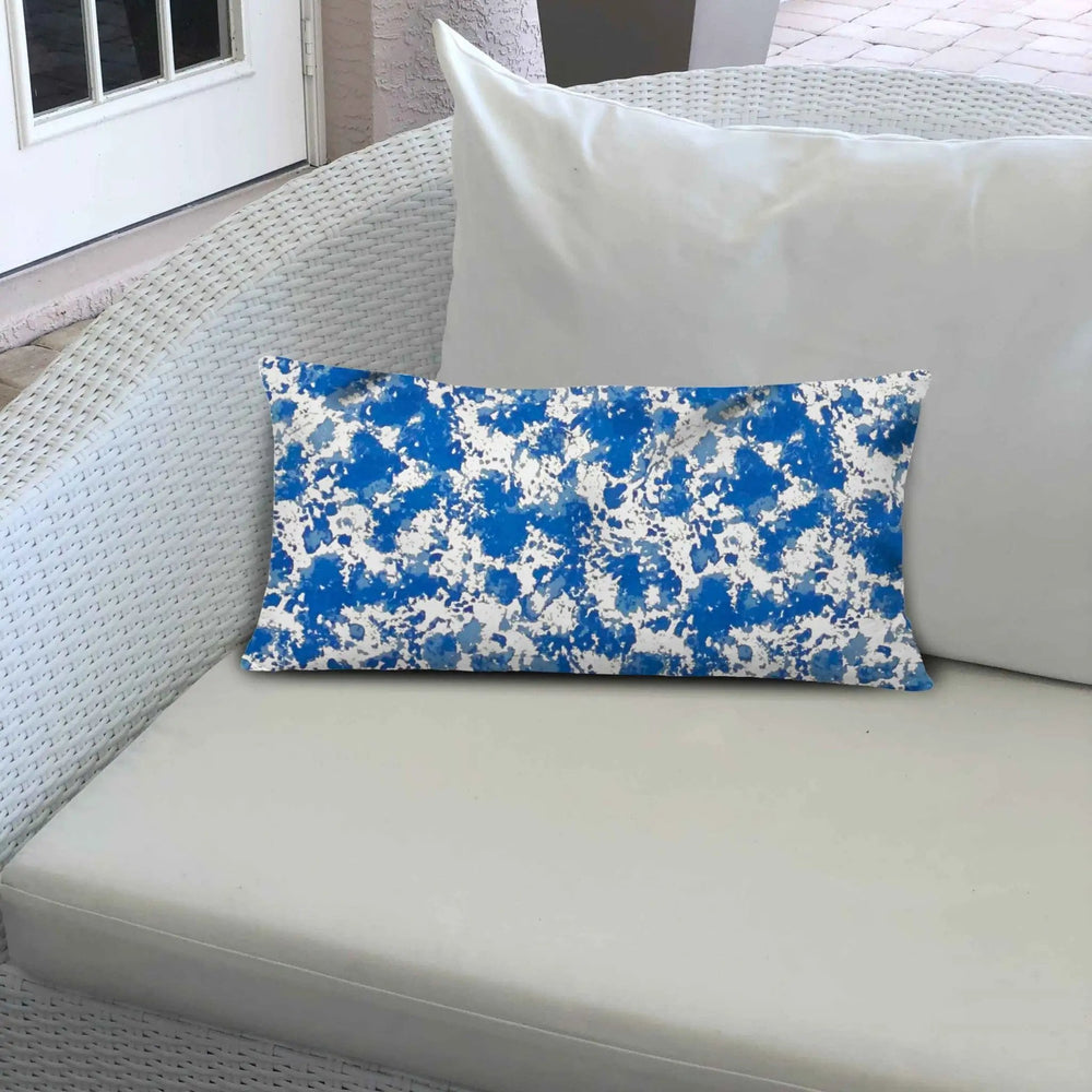 14" X 24" Blue And White Enveloped Coastal Lumbar Indoor Outdoor Pillow - Homeroots - Flyclothing LLC
