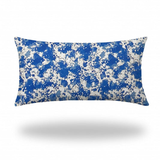 14" X 24" Blue And White Blown Seam Coastal Lumbar Indoor Outdoor Pillow - Homeroots
