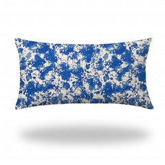 14" X 24" Blue And White Blown Seam Coastal Lumbar Indoor Outdoor Pillow - Homeroots