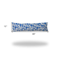12" X 48" Blue And White Blown Seam Coastal Lumbar Indoor Outdoor Pillow - Homeroots