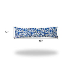 12" X 48" Blue And White Zippered Indoor Outdoor Lumbar Pillow - Homeroots