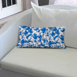 14" X 20" Blue And White Enveloped Coastal Lumbar Indoor Outdoor Pillow - Homeroots