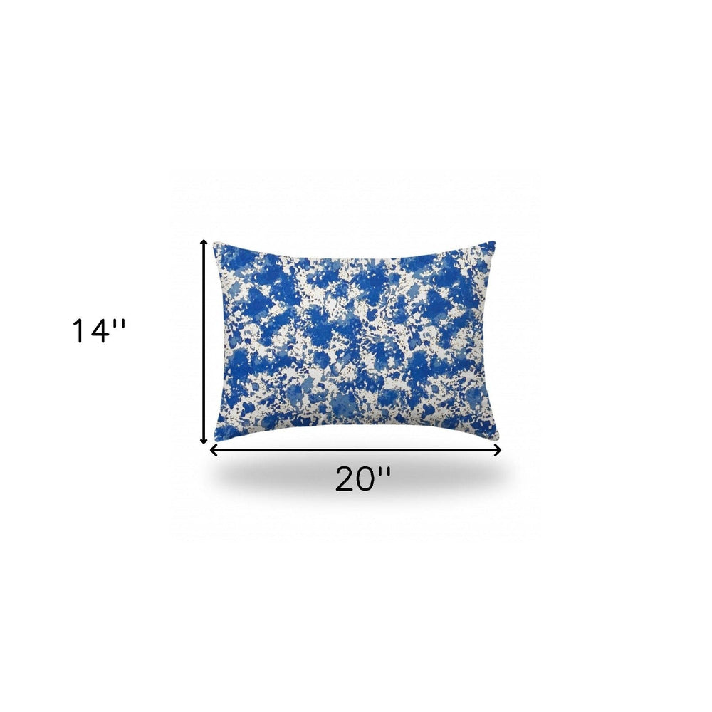 14" X 20" Blue And White Enveloped Coastal Lumbar Indoor Outdoor Pillow - Homeroots - Flyclothing LLC