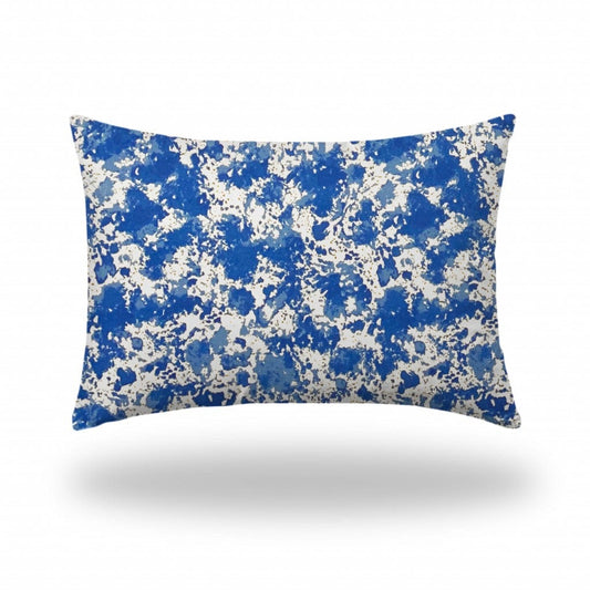 14" X 20" Blue And White Blown Seam Coastal Lumbar Indoor Outdoor Pillow - Homeroots