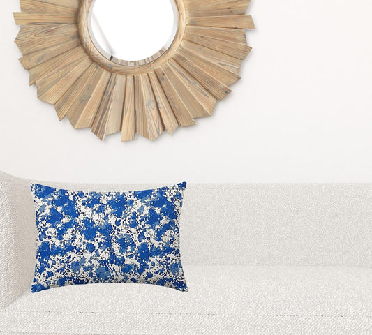 14" X 20" Blue And White Zippered Coastal Lumbar Indoor Outdoor Pillow - Homeroots