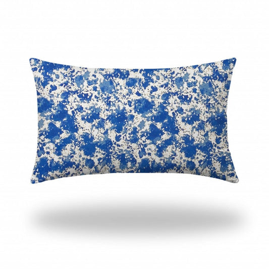 16" X 26" Blue And White Zippered Coastal Lumbar Indoor Outdoor Pillow - Homeroots