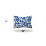 24" X 36" Blue And White Enveloped Coastal Lumbar Indoor Outdoor Pillow - Homeroots