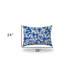 24" X 36" Blue And White Blown Seam Coastal Lumbar Indoor Outdoor Pillow - Homeroots