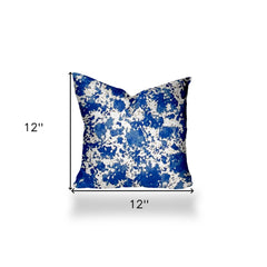 12" X 12" Blue And White Enveloped Coastal Throw Indoor Outdoor Pillow - Homeroots