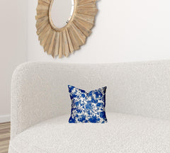12" X 12" Blue And White Enveloped Coastal Throw Indoor Outdoor Pillow - Homeroots