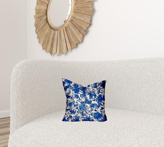 14" X 14" Blue And White Blown Seam Coastal Throw Indoor Outdoor Pillow - Homeroots