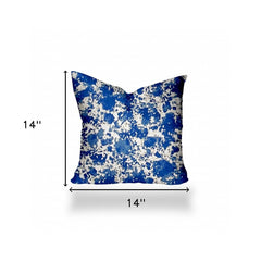 14" X 14" Blue And White Zippered Coastal Throw Indoor Outdoor Pillow - Homeroots