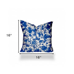 16" X 16" Blue And White Enveloped Coastal Throw Indoor Outdoor Pillow - Homeroots