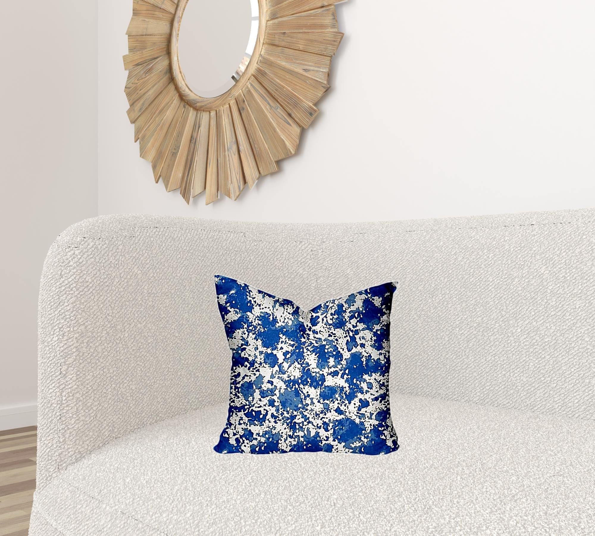 16" X 16" Blue And White Blown Seam Coastal Throw Indoor Outdoor Pillow - Homeroots