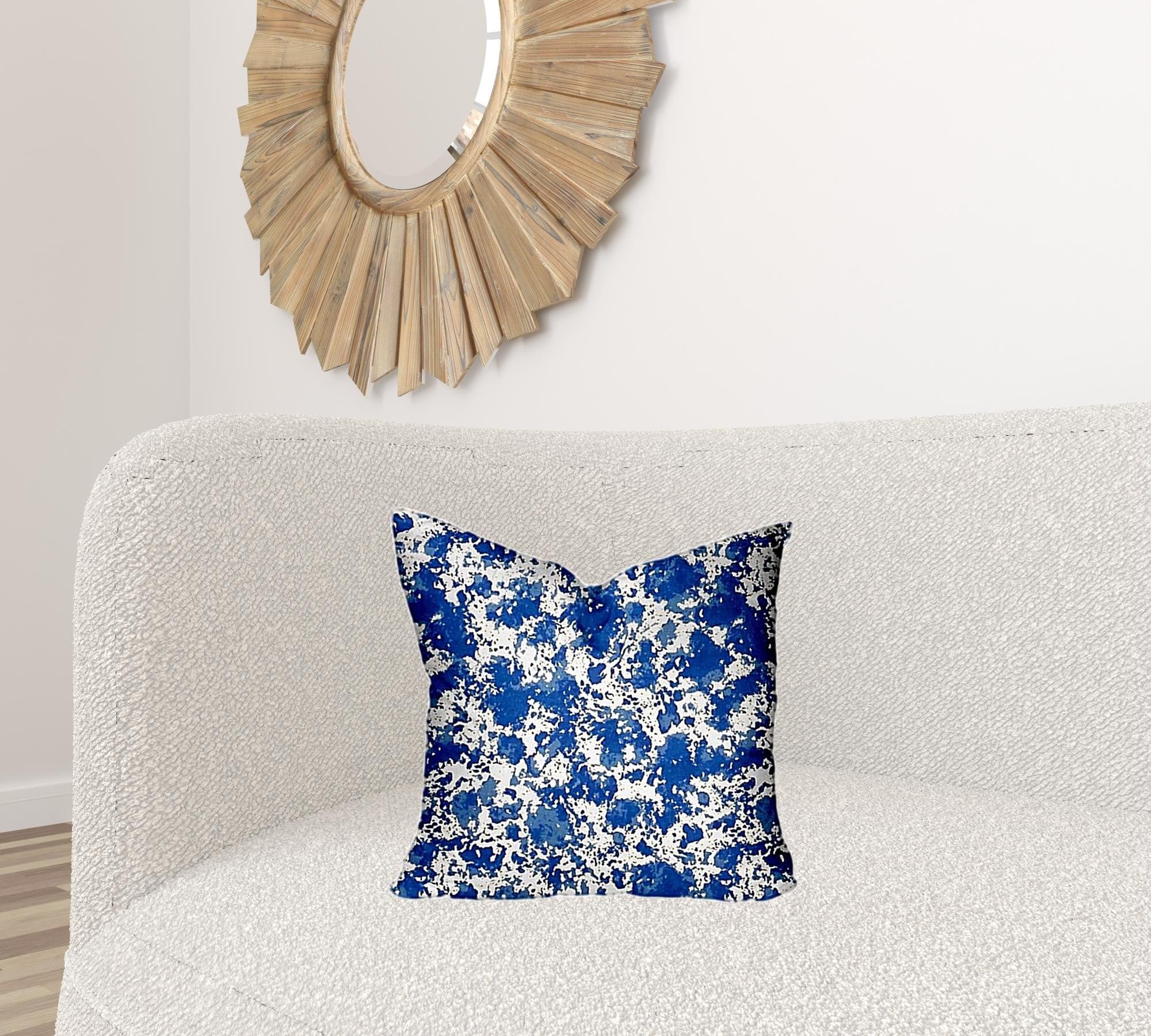 18" X 18" Blue And White Blown Seam Coastal Throw Indoor Outdoor Pillow - Homeroots