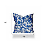 18" X 18" Blue And White Zippered Coastal Throw Indoor Outdoor Pillow - Homeroots