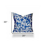 20" X 20" Blue And White Zippered Coastal Throw Indoor Outdoor Pillow - Homeroots