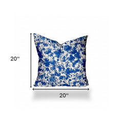 20" X 20" Blue And White Zippered Coastal Throw Indoor Outdoor Pillow - Homeroots