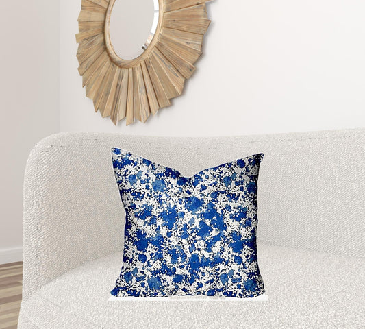 22" X 22" Blue And White Blown Seam Coastal Throw Indoor Outdoor Pillow - Homeroots
