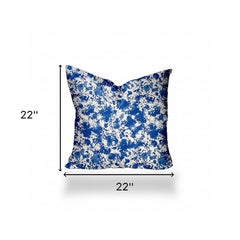 22" X 22" Blue And White Zippered Coastal Throw Indoor Outdoor Pillow - Homeroots