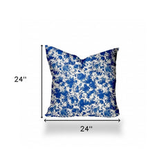 24" X 24" Blue And White Blown Seam Coastal Throw Indoor Outdoor Pillow - Homeroots