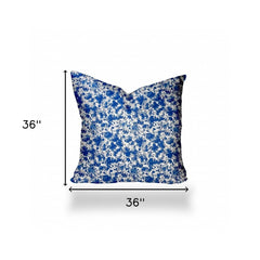 36" X 36" Blue And White Blown Seam Coastal Throw Indoor Outdoor Pillow - Homeroots