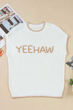 YEEHAW Stitch Edge Crew Neck Knit Top - Trendsi - Flyclothing LLC