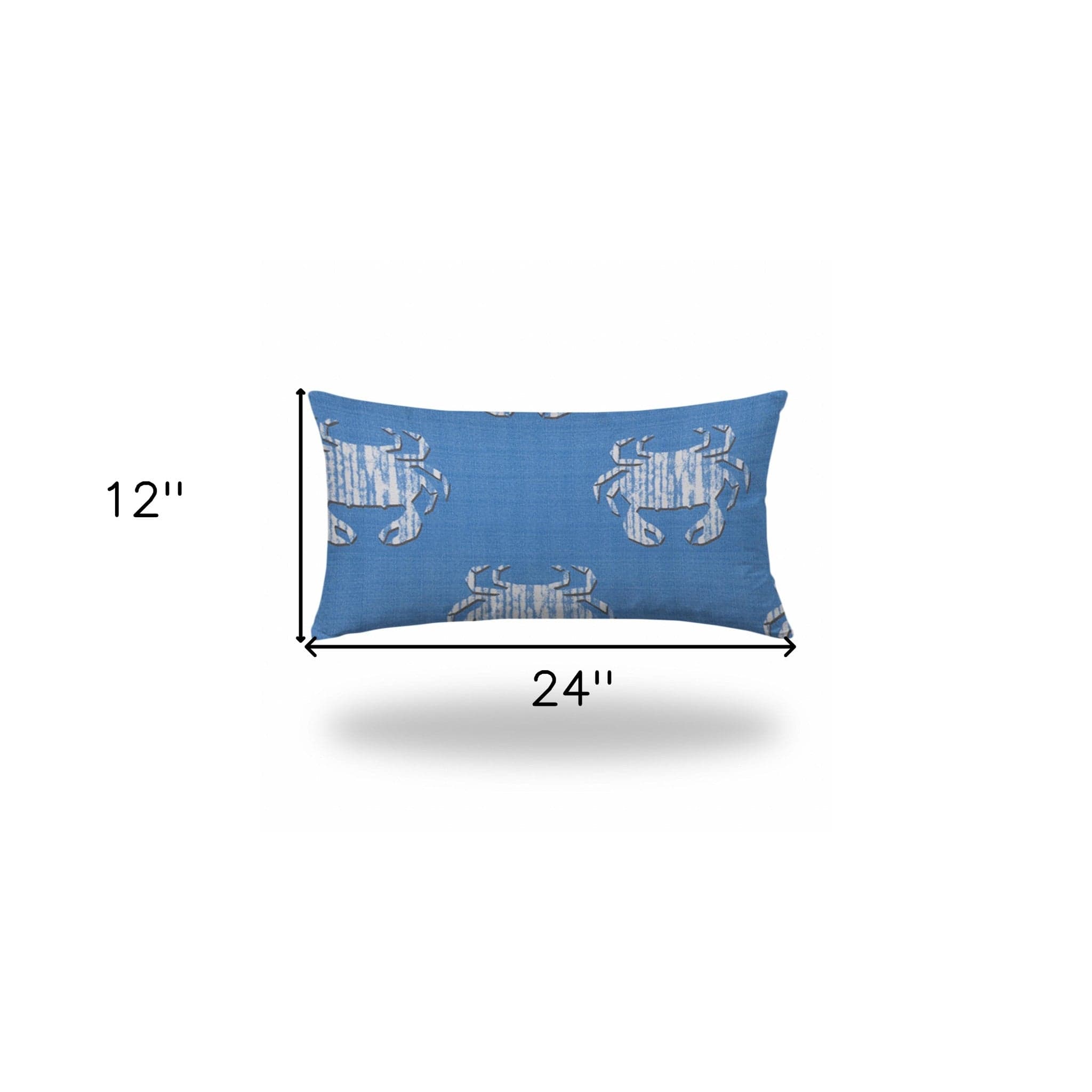 14" X 24" Blue And White Crab Blown Seam Coastal Lumbar Indoor Outdoor Pillow - Homeroots