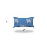 14" X 24" Blue And White Crab Blown Seam Coastal Lumbar Indoor Outdoor Pillow - Homeroots