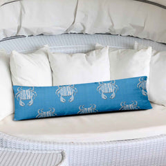 12" X 48" Blue And White Crab Zippered Coastal Lumbar Indoor Outdoor Pillow - Homeroots
