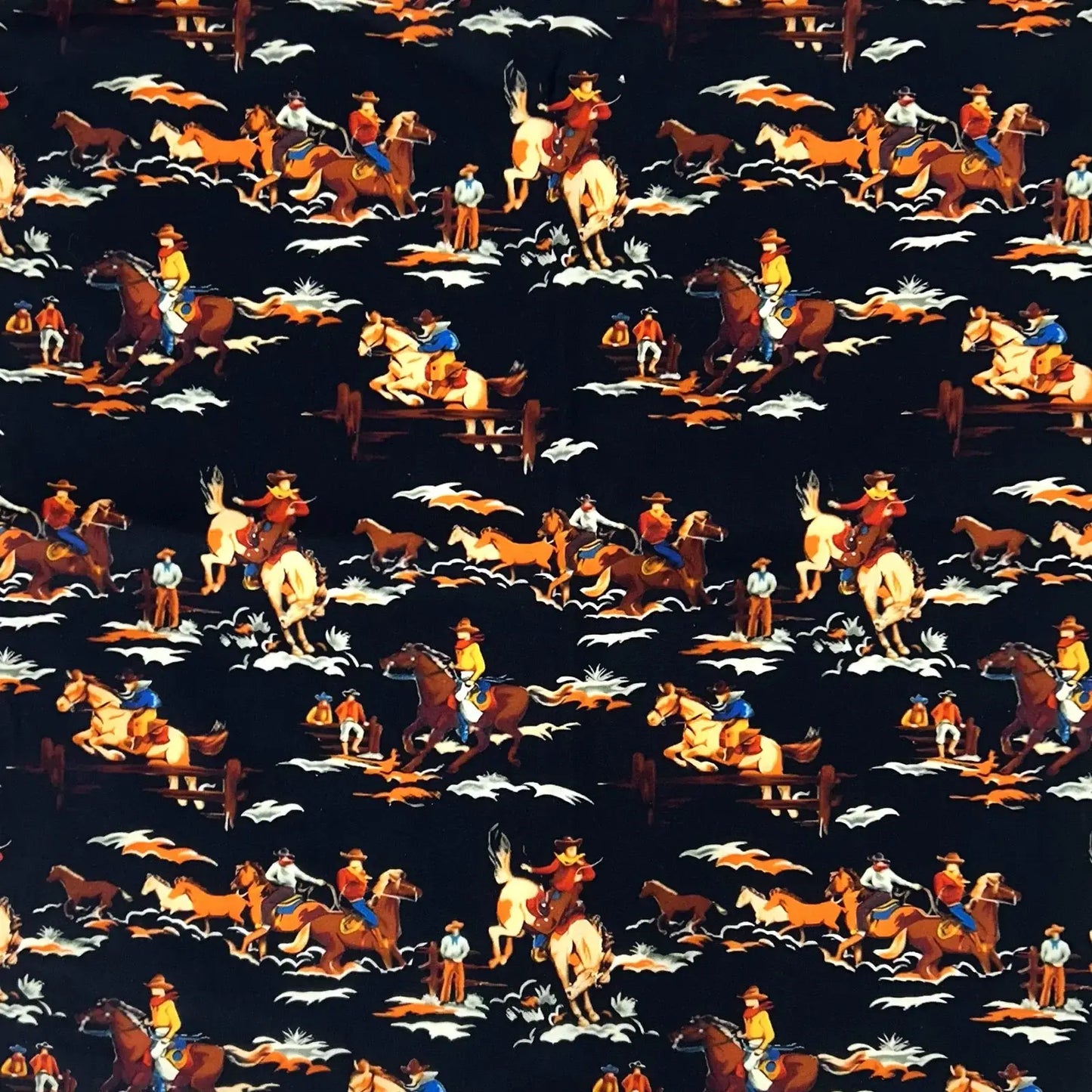 Rockmount Ranch Ware Rockmount Horses & Riders Western Cotton Bandana in Black - Rockmount Clothing - Flyclothing LLC